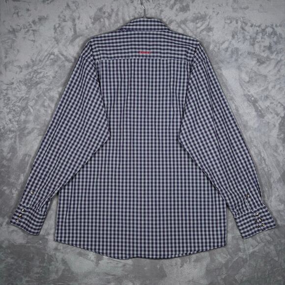 Ariat Pro Series Pearl Snap Plaid Shirt Navy Red White Men’s L - Picture 4 of 10